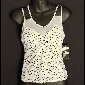 LADIES EVITA POLKA DOT STRETCH TANK TOP